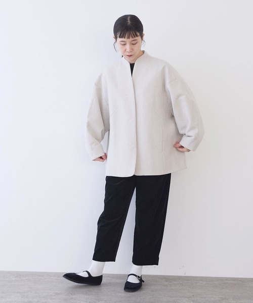 yuni（ユニ ）の「ウールsuper100 middle length cocoonコート（ノー