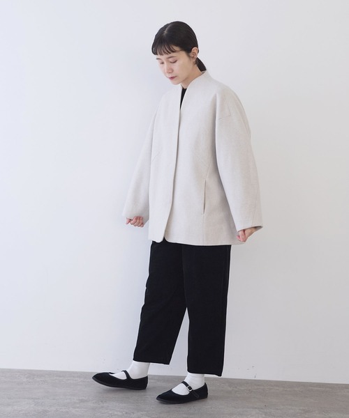 yuni（ユニ ）の「ウールsuper100 middle length cocoonコート（ノー