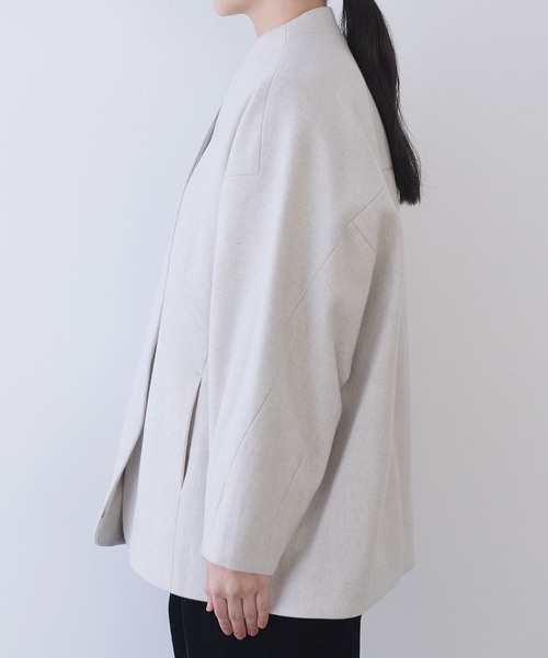 yuni（ユニ ）の「ウールsuper100 middle length cocoonコート（ノー