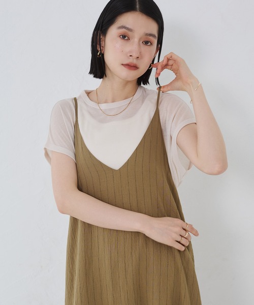 hunch(ハンチ)の「オーバーフレンチ シアーTシャツ(Tシャツ/カットソー・レディース・杢グレー/ダークブラウン/ベージュ/イエロー・FREE)」の12枚目の写真