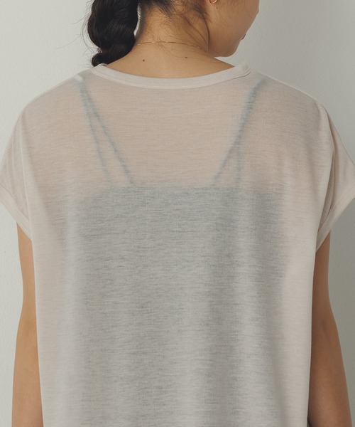 hunch(ハンチ)の「オーバーフレンチ シアーTシャツ(Tシャツ/カットソー・レディース・杢グレー/ダークブラウン/ベージュ/イエロー・FREE)」の10枚目の写真