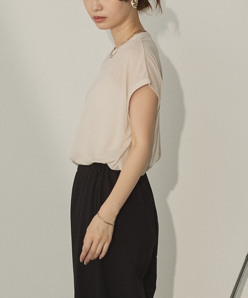 hunch(ハンチ)の「オーバーフレンチ シアーTシャツ(Tシャツ/カットソー・レディース・杢グレー/ダークブラウン/ベージュ/イエロー・FREE)」の20枚目の写真