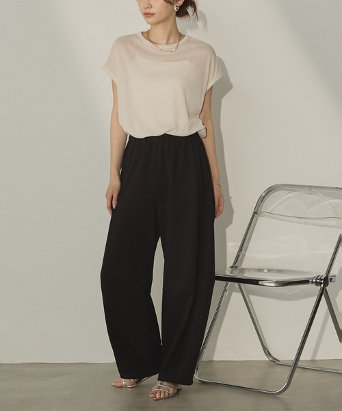 hunch(ハンチ)の「オーバーフレンチ シアーTシャツ(Tシャツ/カットソー・レディース・杢グレー/ダークブラウン/ベージュ/イエロー・FREE)」の6枚目の写真
