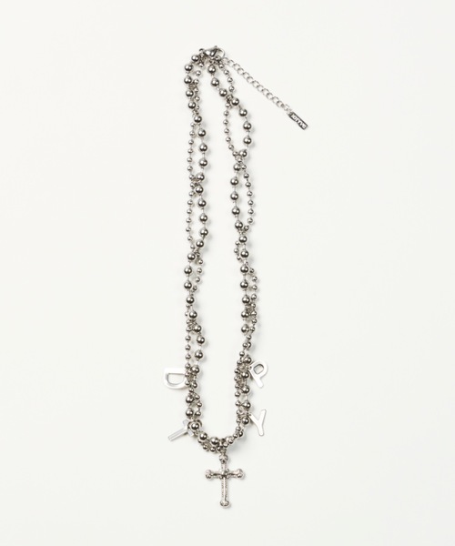 DTYYPE(ドタイプ)の「アルファベットクロスパーツボールチェーンネックレス(ネックレス・レディース・シルバー・FREE)」の4枚目の写真