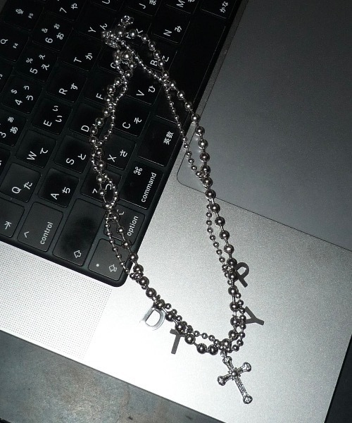 DTYYPE(ドタイプ)の「アルファベットクロスパーツボールチェーンネックレス(ネックレス・レディース・シルバー・FREE)」の3枚目の写真