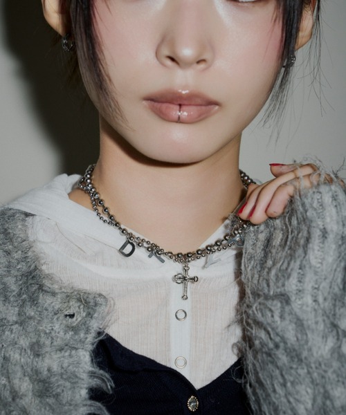 DTYYPE(ドタイプ)の「アルファベットクロスパーツボールチェーンネックレス(ネックレス・レディース・シルバー・FREE)」の6枚目の写真