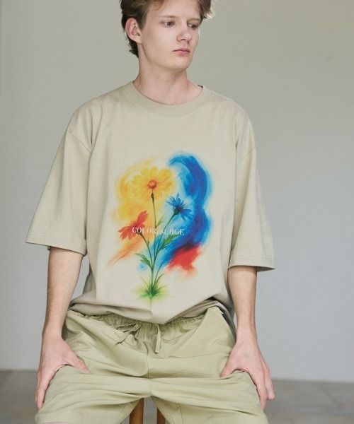 rehacer(レアセル)の「rehacer : Color Surge Relax Fit T-shirt / カラーサージ リラックス フィットTシャツ(Tシャツ/カットソー・メンズ・ブルー/ベージュ/ホワイト・SMALL/MEDIUM/LARGE/X-LARGE)」の2枚目の写真