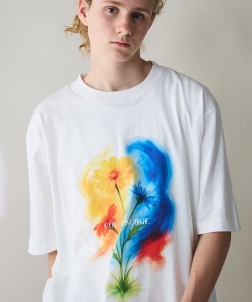 rehacer(レアセル)の「rehacer : Color Surge Relax Fit T-shirt / カラーサージ リラックス フィットTシャツ(Tシャツ/カットソー・メンズ・ブルー/ベージュ/ホワイト・SMALL/MEDIUM/LARGE/X-LARGE)」の1枚目の写真