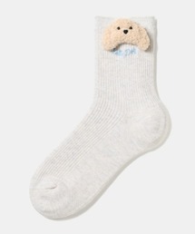 綿混わんこマスコット付きソックス15cm丈