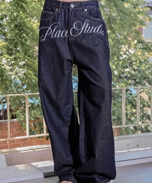 PLACE STUDIO | PLACE STUDIO／ロゴ刺繍ワイドパンツ(デニムパンツ)
