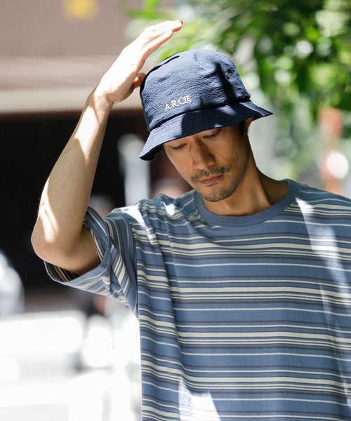 AMERICAN RAG CIE（アメリカンラグシー）の「【MEN,WOMEN】for BAYFLOW SEERSUCKER BUCKET HAT（ハット・メンズ・ワイン/ネイビー・FREE）」の6枚目の写真