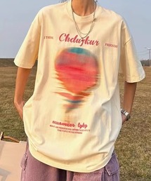 【NOWLE】サンセット ブラー プリント 半袖 Tシャツ