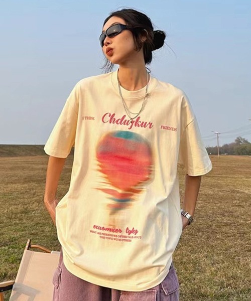 NOWLE（ノウル）の「【NOWLE】サンセット ブラー プリント 半袖 Tシャツ（Tシャツ/カットソー・メンズ・ブラック/アイボリー・MEDIUM/LARGE/X-LARGE）」の7枚目の写真