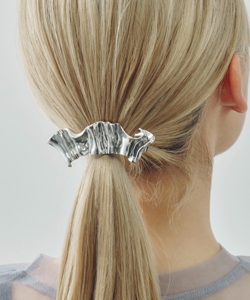 メタル フリル ヘアー クリップ（バレッタ/ヘアクリップ