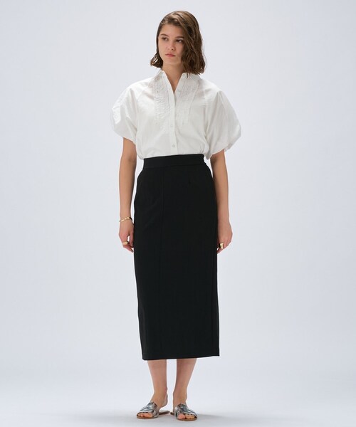 cloenc(クロエンス)の「【手洗い可】シアーローンフリルブラウス(シャツ/ブラウス・レディース・ホワイト/ライトブルー/ブラック・02)」の4枚目の写真