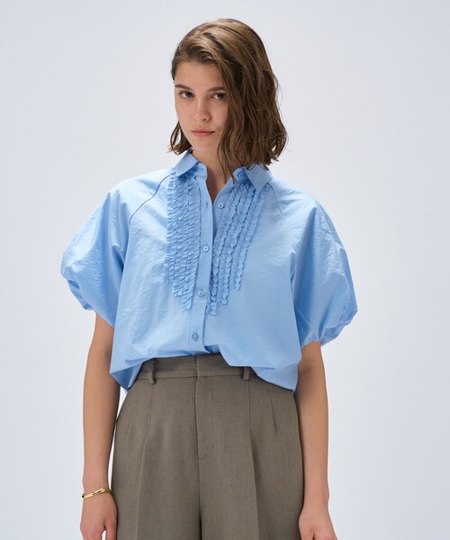 cloenc(クロエンス)の「【手洗い可】シアーローンフリルブラウス(シャツ/ブラウス・レディース・ホワイト/ライトブルー/ブラック・02)」の12枚目の写真