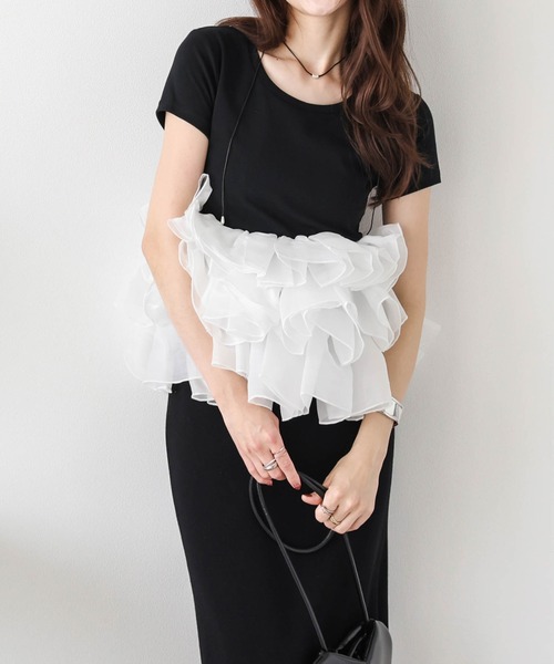 AMELY（エミリー）の「ボリュームフリルトップス（その他トップス・レディース・オートミール/ホワイト/ブラック×ホワイト/ブラック・フリー）」の8枚目の写真