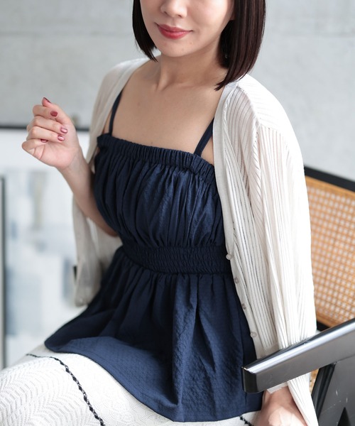Ruwan yu(ルワンユー)の「3WAYシャーリングペプラムトップス【大きいサイズ対応】(シャツ/ブラウス・レディース・ネイビー・4L/3L/LL/L)」の12枚目の写真