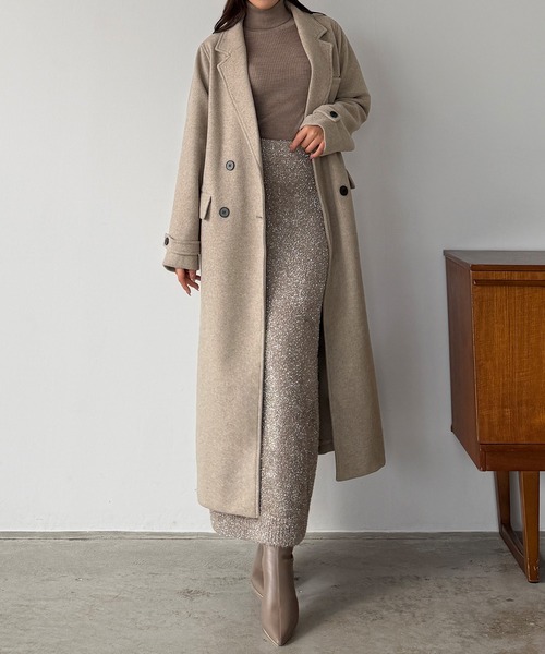 ダブルボタンロングチェスターコート（チェスターコート）｜callautia