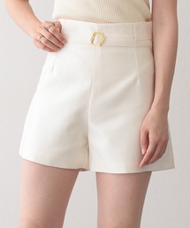 ベルト風 バックル ハイウエスト ショート パンツ