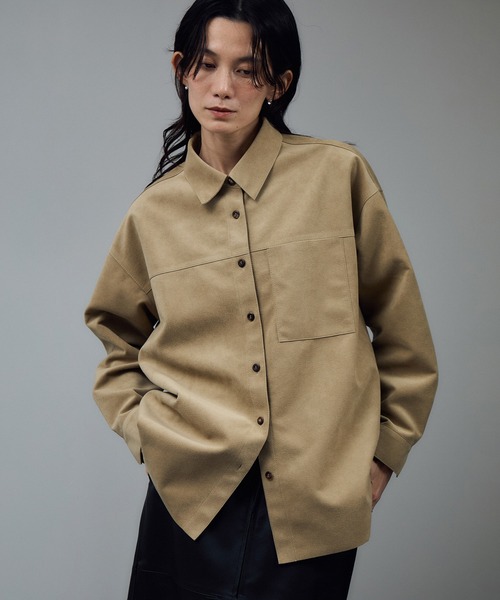 ブラウス シャツ Ultrasuede(R)オーバーシャツ「セットアップ対応」 レディース Ultrasuede(R)オーバーシャツ［セットアップ対応］（シャツ