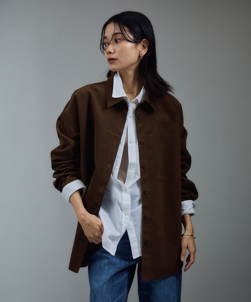 ブラウス シャツ Ultrasuede(R)オーバーシャツ「セットアップ対応」 レディース Ultrasuede(R)オーバーシャツ［セットアップ対応］（シャツ
