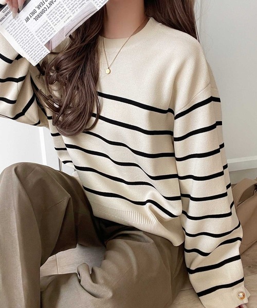 classicalelf（クラシカルエルフ）の「ゆったりなのに上品でキチンと見え。ミラノリブ袖先ゴールドボタンプルオーバー（ニット/セーター・レディース・ネイビー/ホワイト系その他/ブラウン/レッド/ブラック/アイボリー/ブラック系その他・LARGE/MEDIUM/SMALL/X-LARGE）」の20枚目の写真