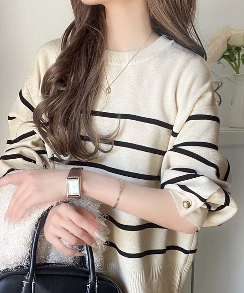 classicalelf（クラシカルエルフ）の「ゆったりなのに上品でキチンと見え。ミラノリブ袖先ゴールドボタンプルオーバー（ニット/セーター・レディース・ネイビー/ホワイト系その他/ブラウン/レッド/ブラック/アイボリー/ブラック系その他・LARGE/MEDIUM/SMALL/X-LARGE）」の22枚目の写真