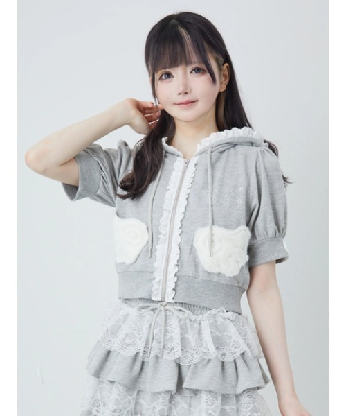 Ank Rouge（アンクルージュ）の「天使のPK（パーカー・レディース・グレー/ブラック/ピンク・M）」の2枚目の写真