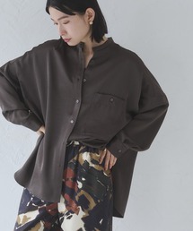 hunch | マットサテン バンドカラー オーバーシャツ(シャツ/ブラウス)