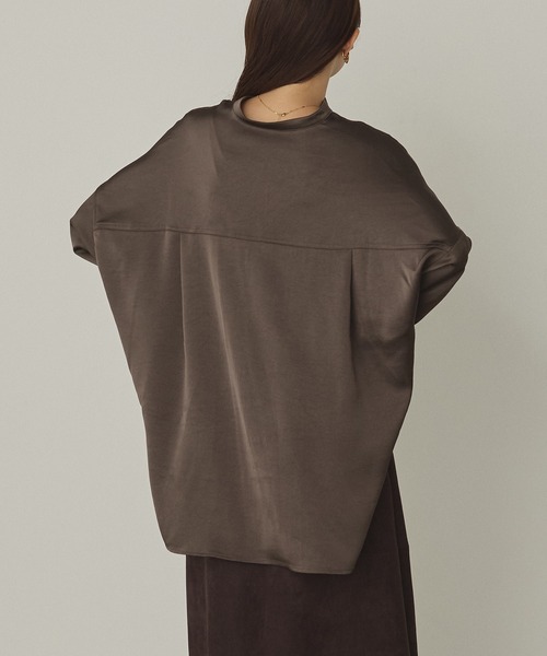 hunch（ハンチ）の「マットサテン バンドカラー オーバーシャツ（シャツ/ブラウス・レディース・ブラウン/チャコール/ベージュ・FREE）」の6枚目の写真