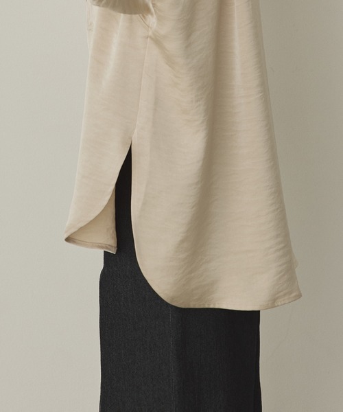 hunch（ハンチ）の「マットサテン バンドカラー オーバーシャツ（シャツ/ブラウス・レディース・ブラウン/チャコール/ベージュ・FREE）」の16枚目の写真