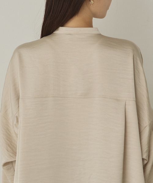 hunch（ハンチ）の「マットサテン バンドカラー オーバーシャツ（シャツ/ブラウス・レディース・ブラウン/チャコール/ベージュ・FREE）」の17枚目の写真