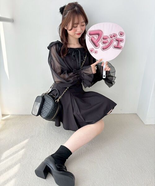 セール】袖異素材ミニワンピース（ワンピース）｜MAJESTIC LEGON