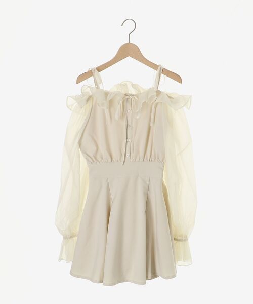 MAJESTIC LEGON(マジェスティックレゴン)の「袖異素材ミニワンピース(ワンピース・レディース・グレー/アイボリー/ブラック・MEDIUM)」の6枚目の写真