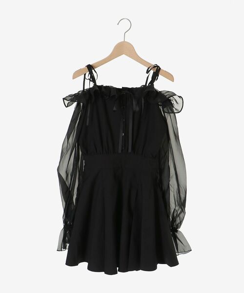 MAJESTIC LEGON(マジェスティックレゴン)の「袖異素材ミニワンピース(ワンピース・レディース・グレー/アイボリー/ブラック・MEDIUM)」の8枚目の写真