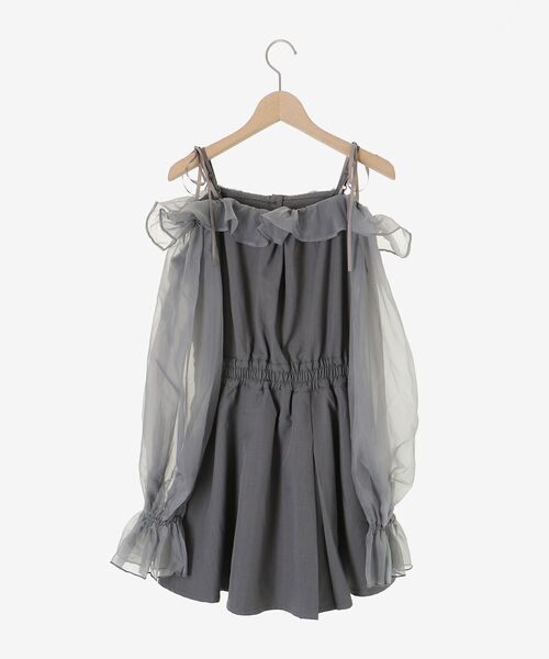 MAJESTIC LEGON(マジェスティックレゴン)の「袖異素材ミニワンピース(ワンピース・レディース・グレー/アイボリー/ブラック・MEDIUM)」の9枚目の写真