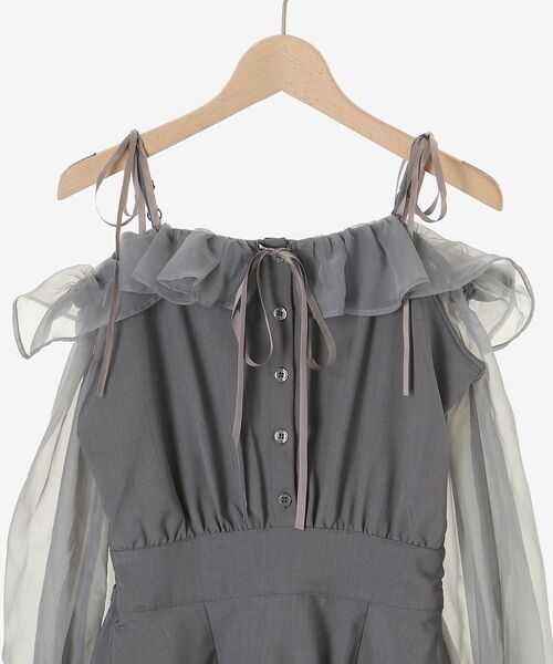 MAJESTIC LEGON(マジェスティックレゴン)の「袖異素材ミニワンピース(ワンピース・レディース・グレー/アイボリー/ブラック・MEDIUM)」の10枚目の写真