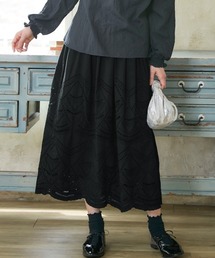 SMILE LAND | <大きいサイズ>綿100%パネルスカラ刺しゅうスカート(スカート)