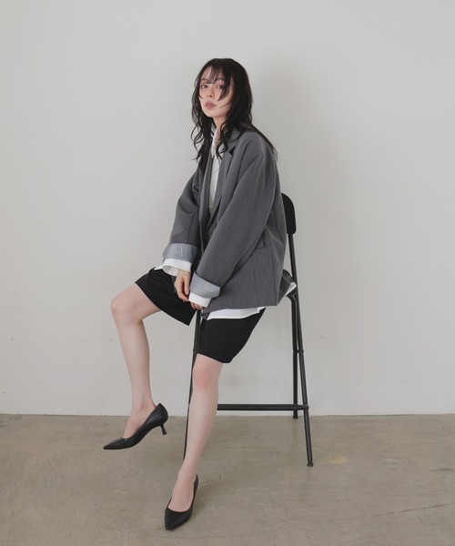 LIAN（リアン）の「レイヤードデザインテーラードジャケット（テーラードジャケット・レディース・チャコールグレー/ブラック/グレイッシュベージュ/モカ/ブラウン・FREE）」の7枚目の写真