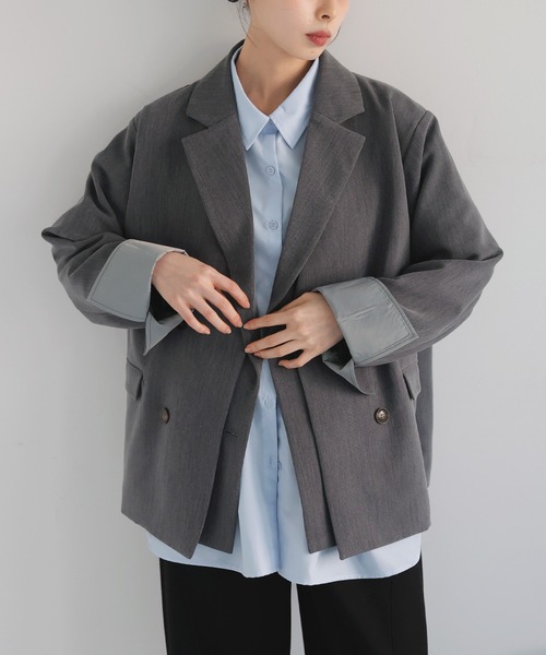 LIAN（リアン）の「レイヤードデザインテーラードジャケット（テーラードジャケット・レディース・チャコールグレー/ブラック/グレイッシュベージュ/モカ/ブラウン・FREE）」の12枚目の写真
