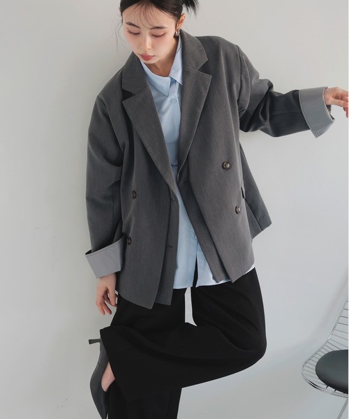 LIAN（リアン）の「レイヤードデザインテーラードジャケット（テーラードジャケット・レディース・チャコールグレー/ブラック/グレイッシュベージュ/モカ/ブラウン・FREE）」の13枚目の写真