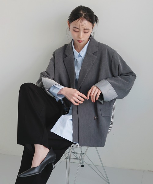 LIAN（リアン）の「レイヤードデザインテーラードジャケット（テーラードジャケット・レディース・チャコールグレー/ブラック/グレイッシュベージュ/モカ/ブラウン・FREE）」の15枚目の写真