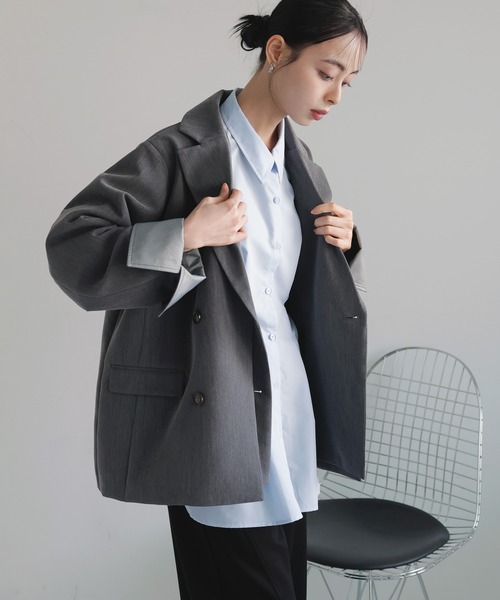 LIAN（リアン）の「レイヤードデザインテーラードジャケット（テーラードジャケット・レディース・チャコールグレー/ブラック/グレイッシュベージュ/モカ/ブラウン・FREE）」の16枚目の写真
