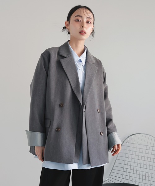 LIAN（リアン）の「レイヤードデザインテーラードジャケット（テーラードジャケット・レディース・チャコールグレー/ブラック/グレイッシュベージュ/モカ/ブラウン・FREE）」の18枚目の写真