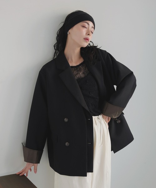 LIAN（リアン）の「レイヤードデザインテーラードジャケット（テーラードジャケット・レディース・チャコールグレー/ブラック/グレイッシュベージュ/モカ/ブラウン・FREE）」の21枚目の写真