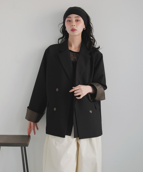 LIAN（リアン）の「レイヤードデザインテーラードジャケット（テーラードジャケット・レディース・チャコールグレー/ブラック/グレイッシュベージュ/モカ/ブラウン・FREE）」の22枚目の写真