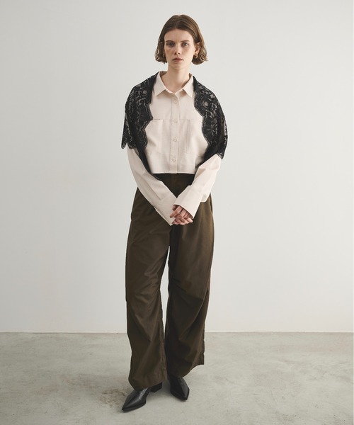 LOSCa（ロスカ）の「サイドタックワイドパンツ（スラックス・レディース・カーキ/グレー・M/S）」の15枚目の写真