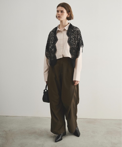 LOSCa（ロスカ）の「サイドタックワイドパンツ（スラックス・レディース・カーキ/グレー・M/S）」の12枚目の写真