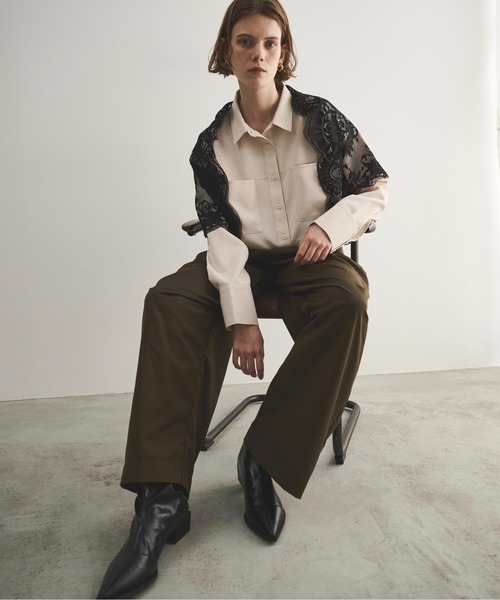 LOSCa（ロスカ）の「サイドタックワイドパンツ（スラックス・レディース・カーキ/グレー・M/S）」の10枚目の写真